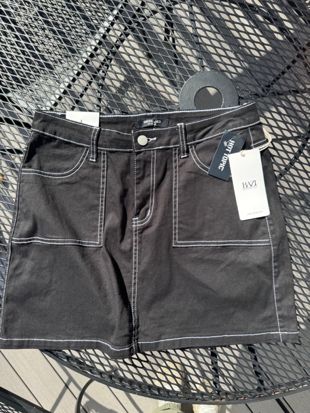 Bazi Black Denim Mini Skirt size Lg. NWT